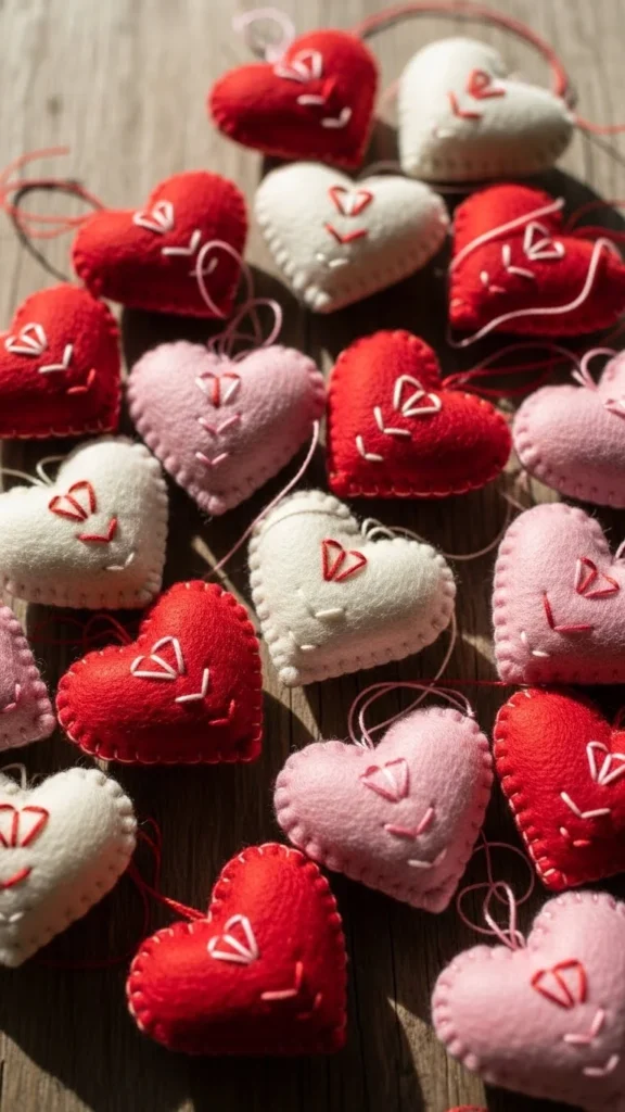 Hand-Stitched Felt Hearts