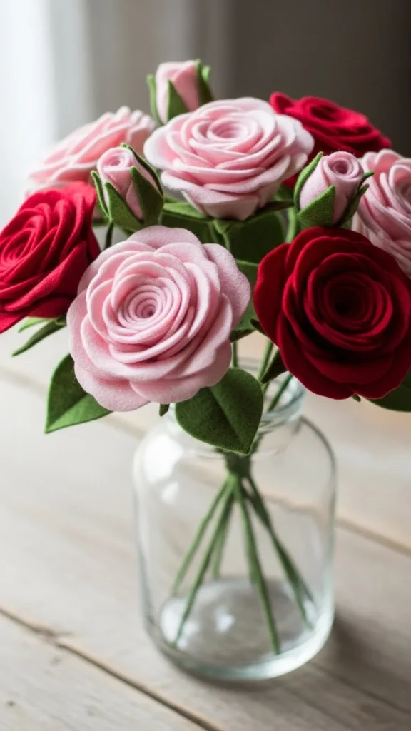 Handmade Felt Rose Bouquet