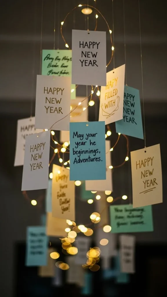 Hanging New Year Wishes Cards