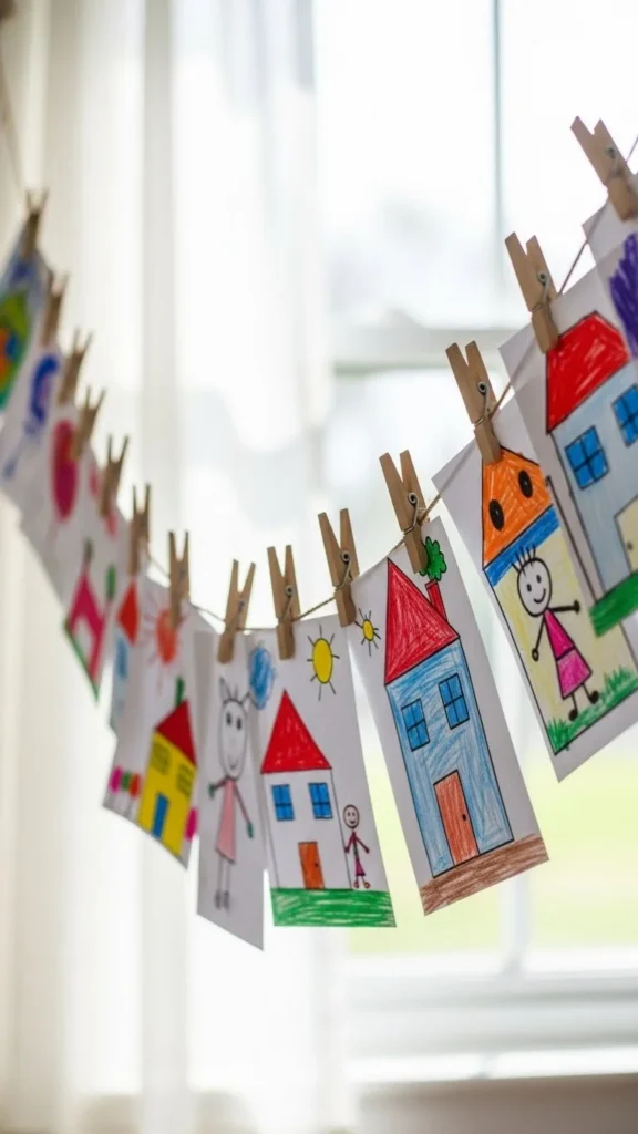 Holiday Garland Made from Kids’ Artwork