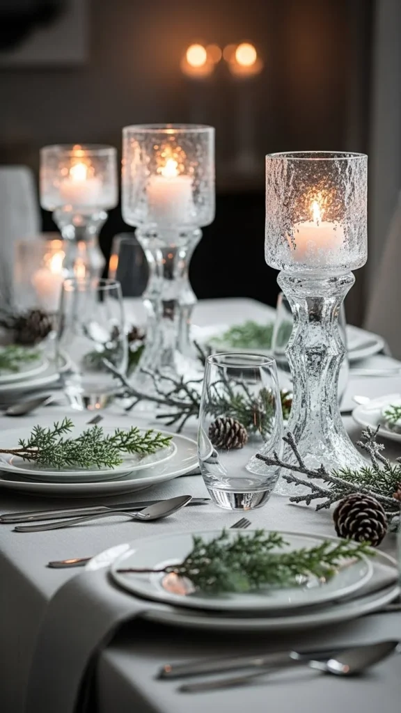 Icy Glass Candleholders