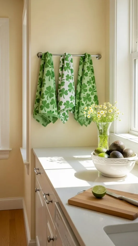 Kitchen Towels with Simple Clover Motifs