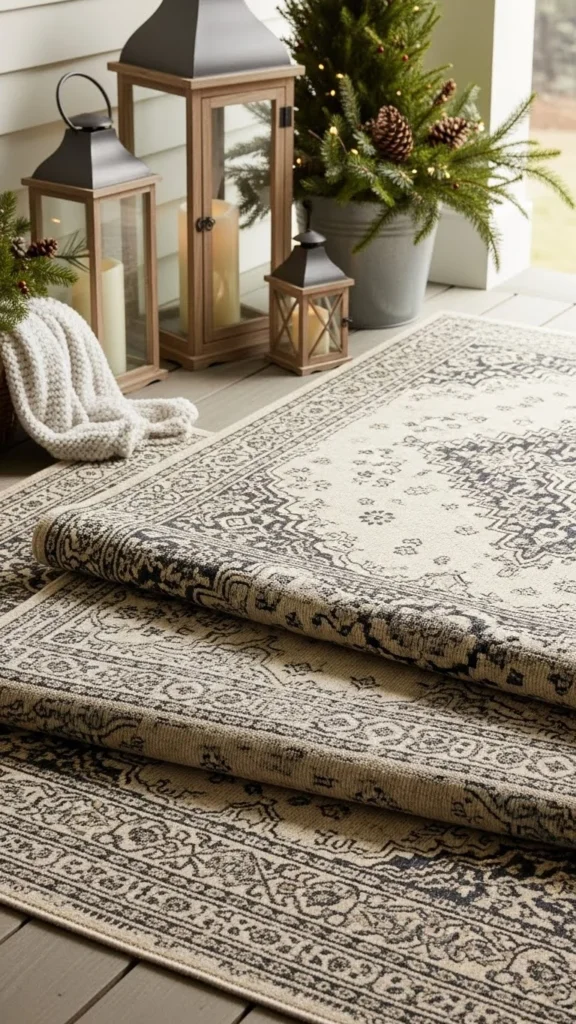 Layered Porch Rugs for Winter Warmth