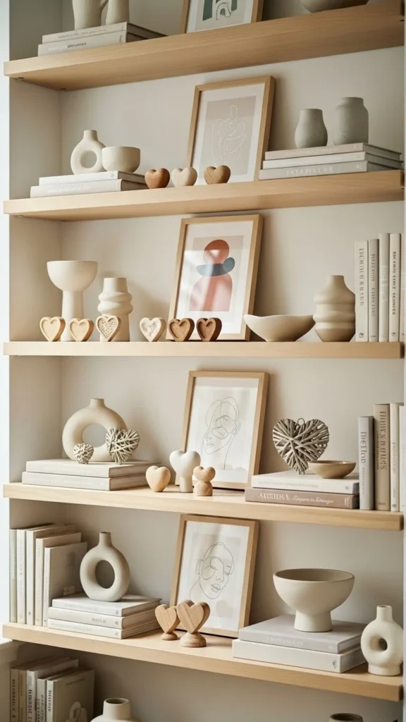 Layered Shelf Decor With Hearts