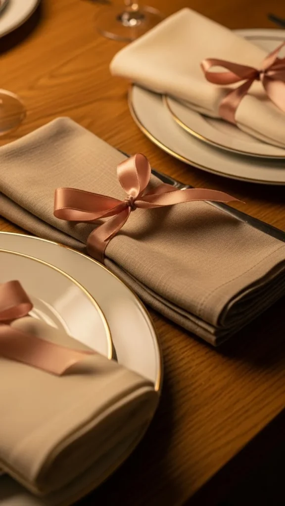 Linen Napkins with Ribbon Ties