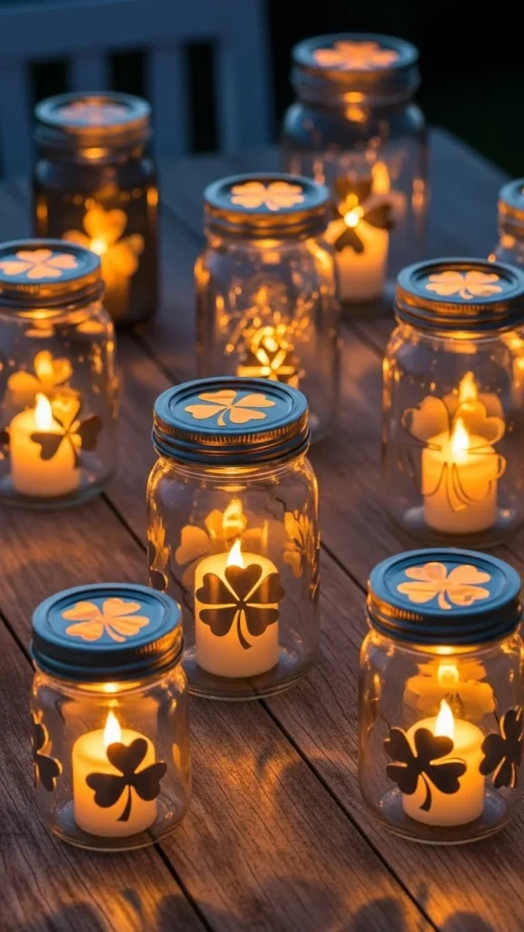 Mason Jar Clover Lanterns