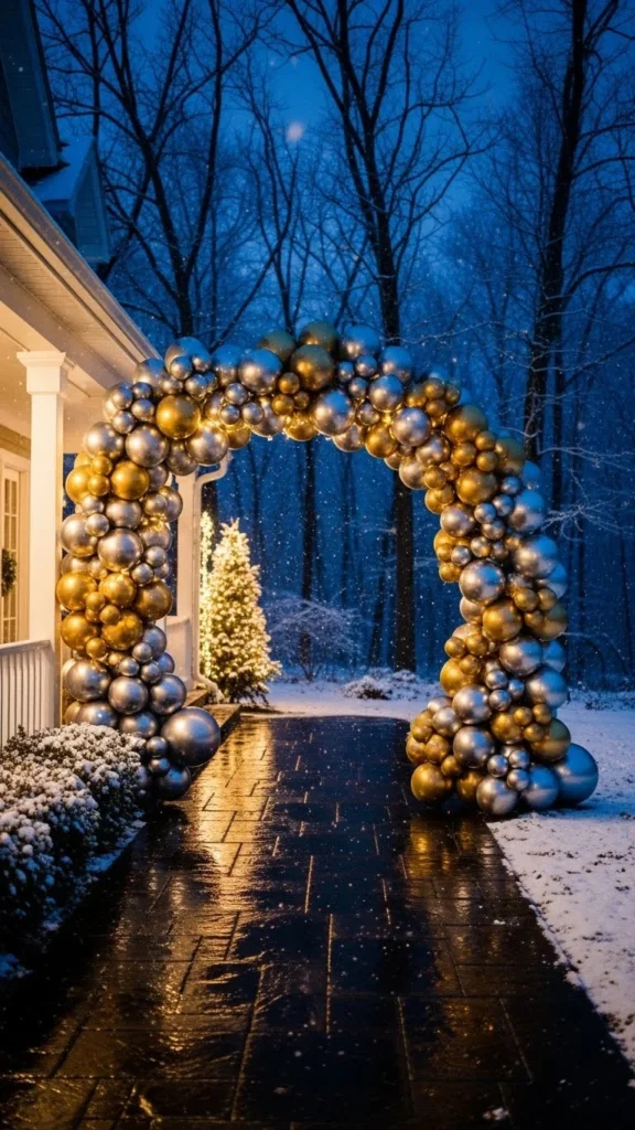 Metallic Balloon Arch for the Entryway