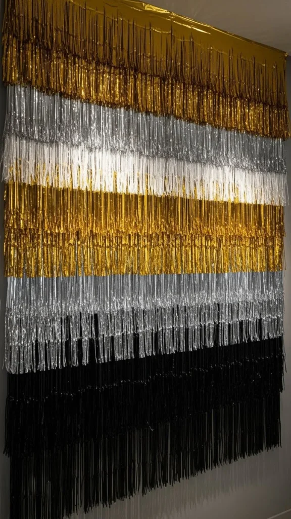 Metallic Fringe Curtain Layering