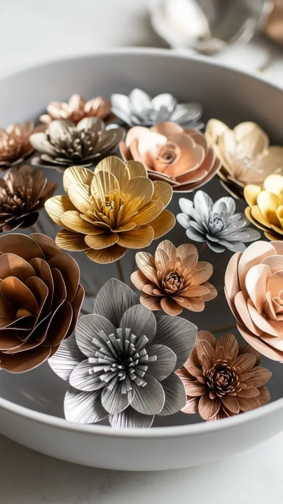 Metallic Paper Flower Bowl