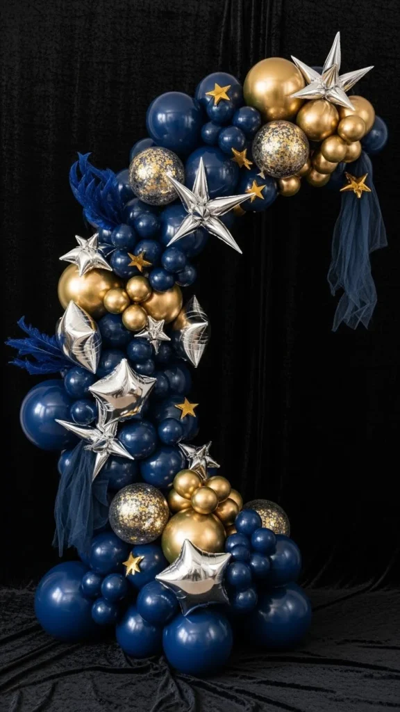 Midnight Blue & Gold Celestial Arch