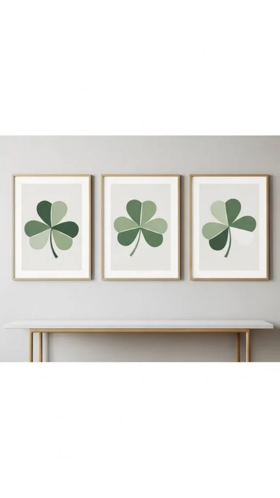 Minimal Shamrock Artwork in Simple Frames