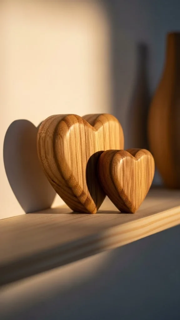 Minimal Wood Heart Shelf Sitters