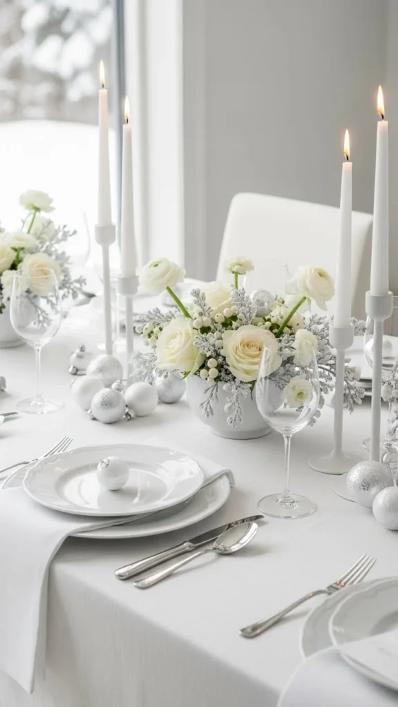 Minimalist All-White Table Setting
