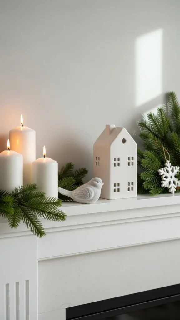 Minimalist White Mantel Decor