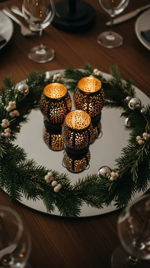 Mirror Plate with Mini Lanterns