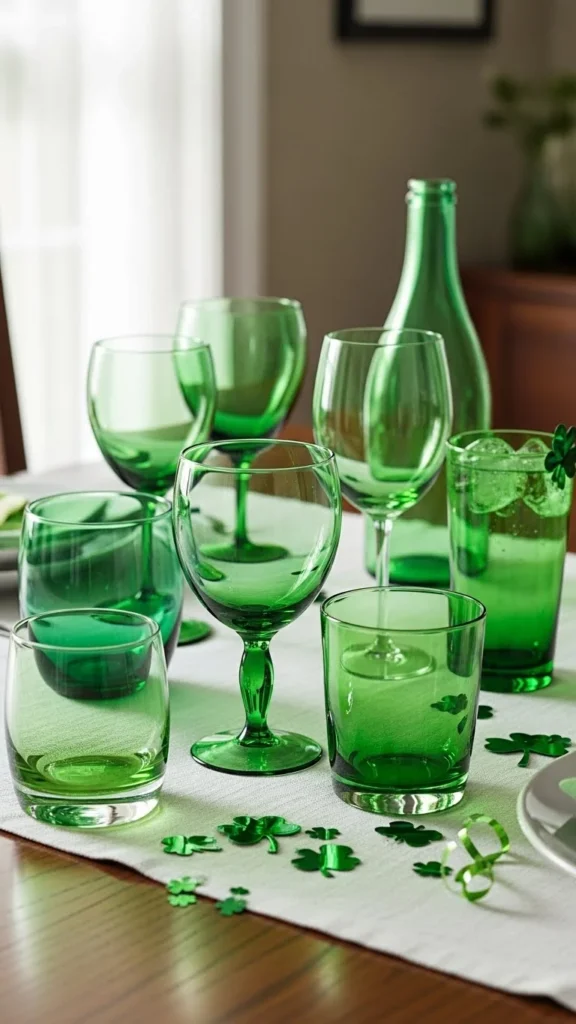 Mixed Green Glassware