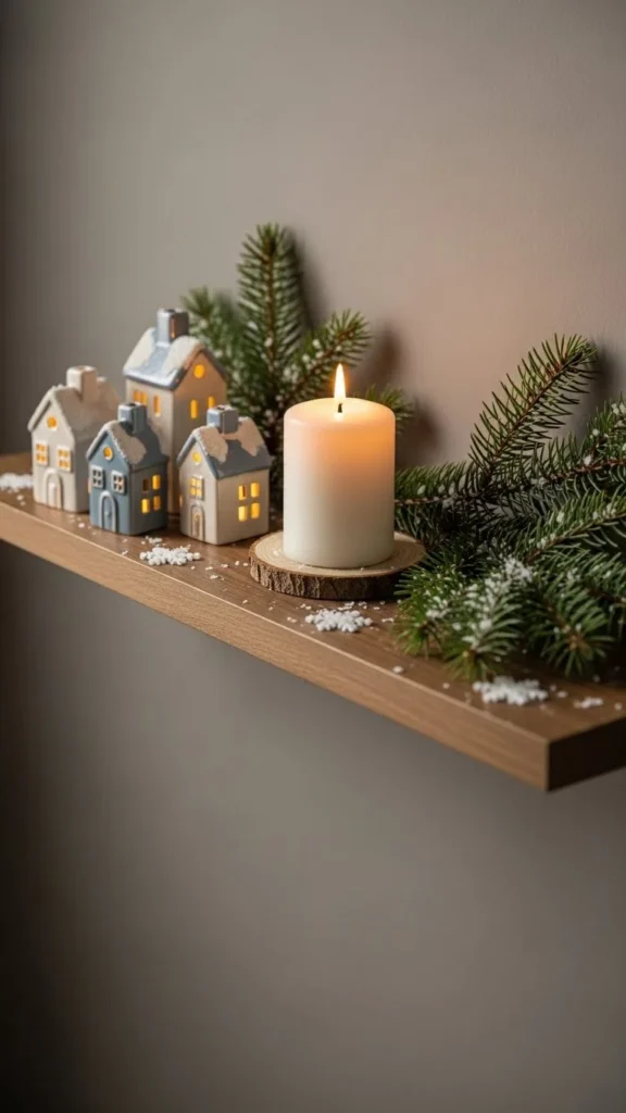 Narrow Shelf with Mini Winter Accents