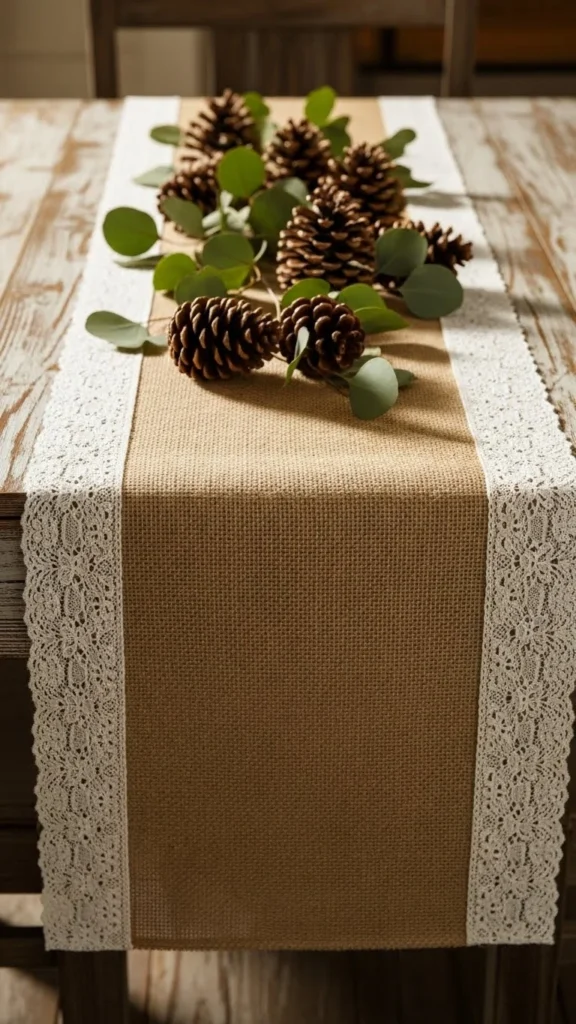 Natural Burlap with Lace Edges