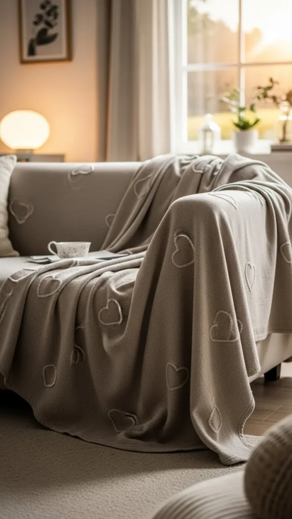 Neutral Heart Throw Blanket
