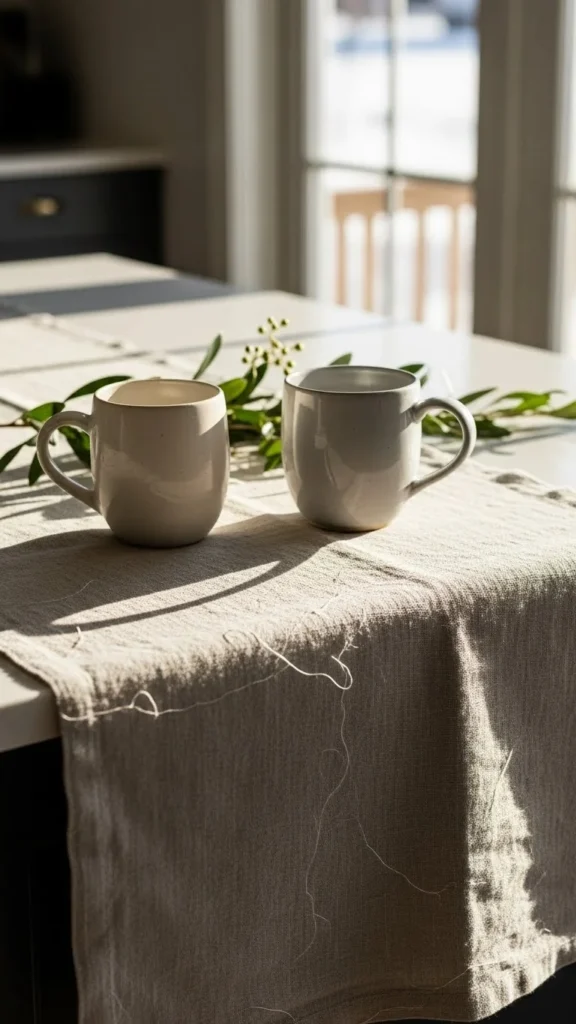 Neutral Linen Runners on the Island