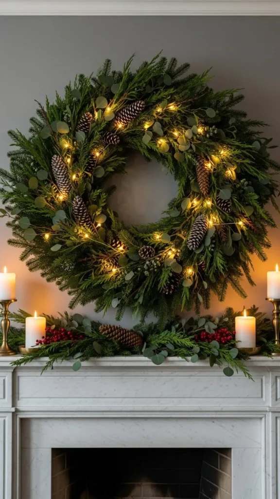 Oversized Wreath Mantel