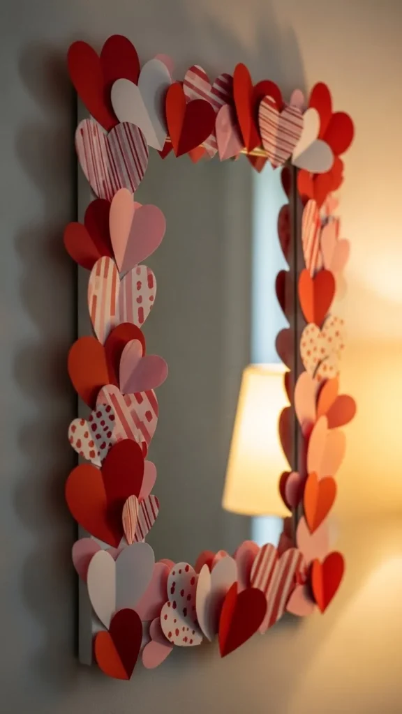 Paper Heart Mirror Frame