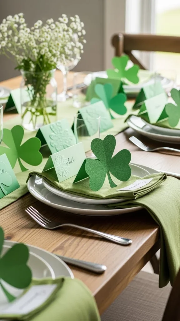 Paper Shamrock Table Place Cards