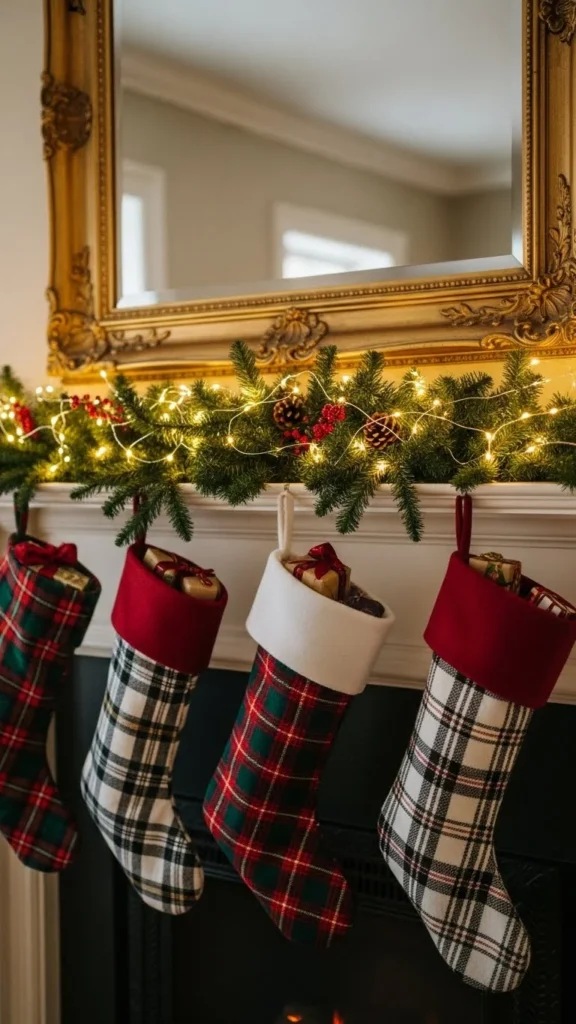 Plaid Stockings Mantel