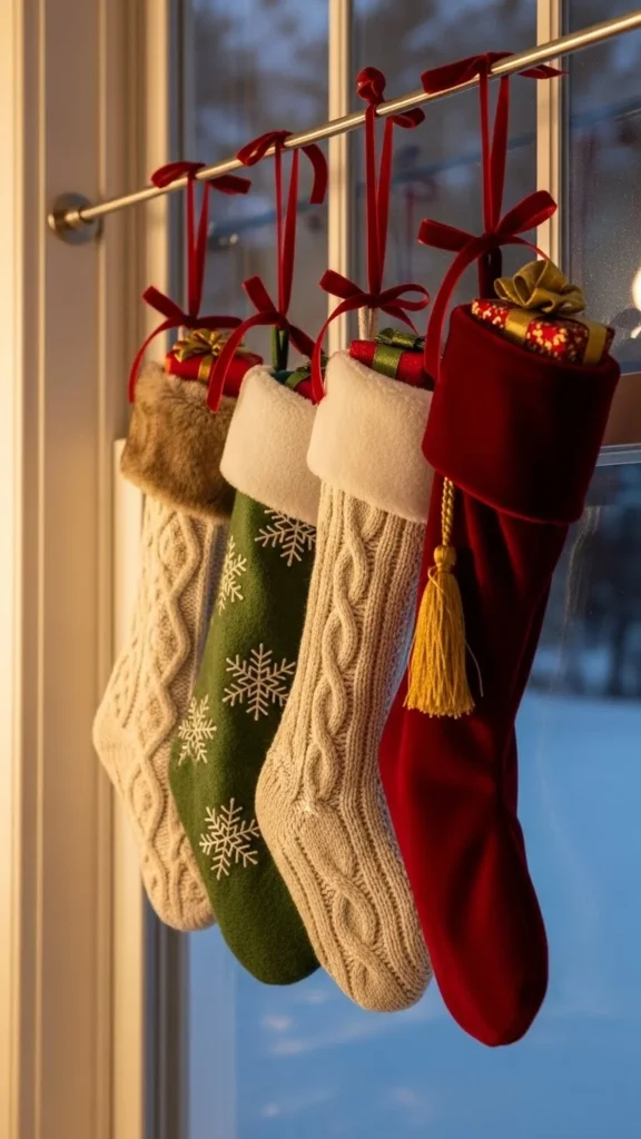 Plush Stockings Hung Across the Window