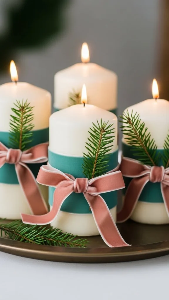 Ribbon-Wrapped Candle Set