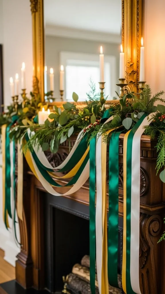 Ribbon-Wrapped Mantel
