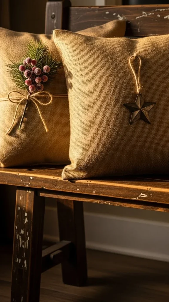 Rustic Burlap Pillows