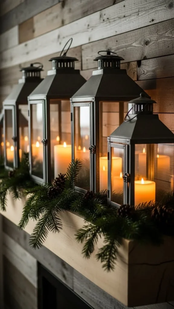 Rustic Lantern Mantel
