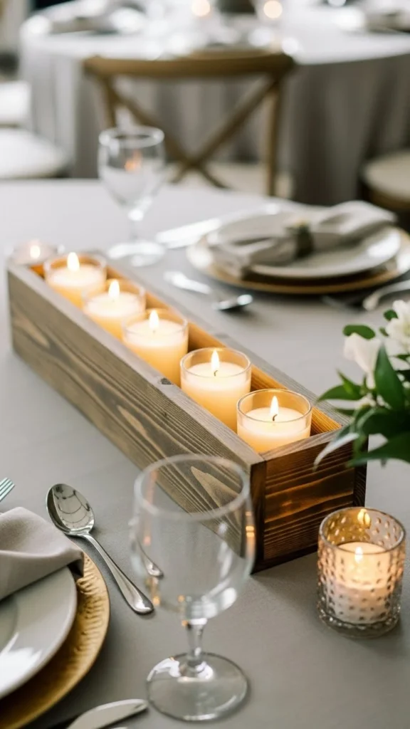 Rustic Wood Candle Box Centerpiece