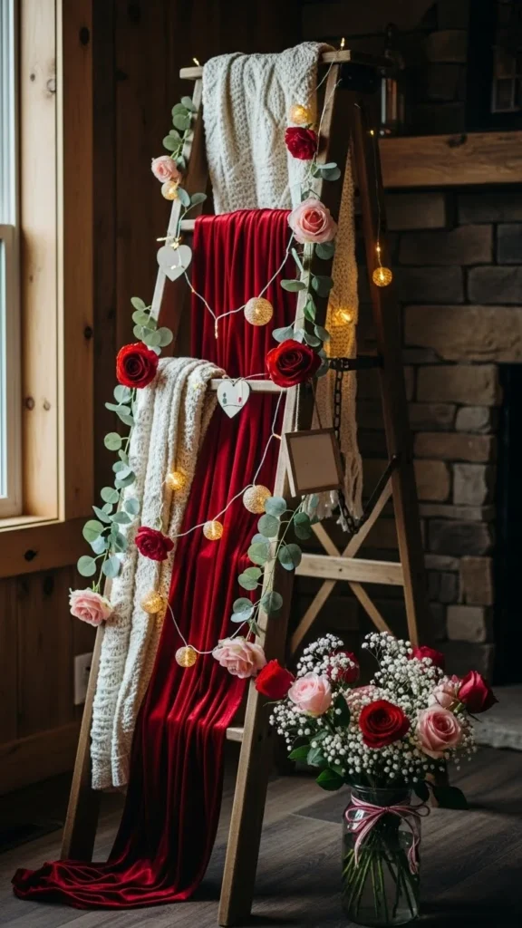 Rustic Wood Ladder Valentine Styling
