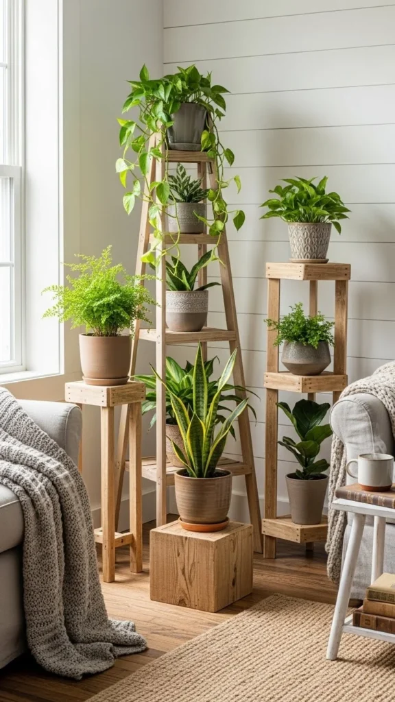 Rustic Wood Plant Stands