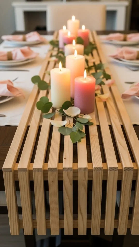 Rustic Wood Slat Table Runner