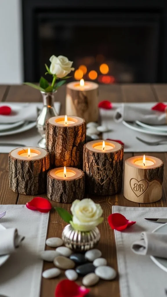 Rustic Wood Slice Candle Holders