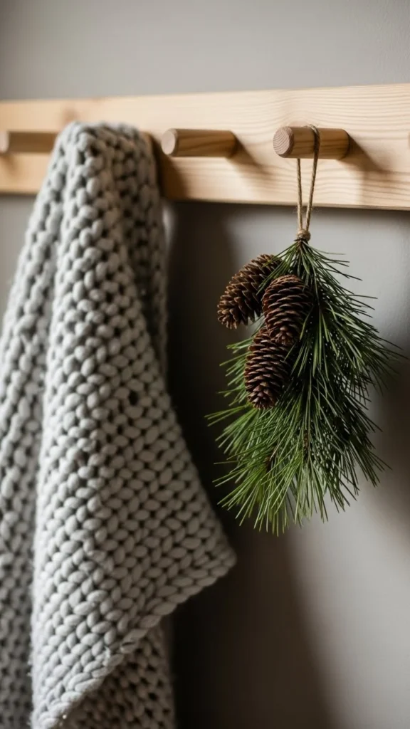 Seasonal Throw Blanket on a Wall Peg Rail