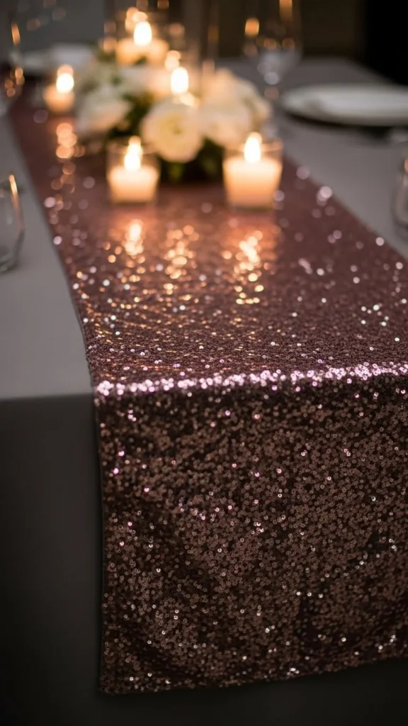 Sequined Runner Over Solid Cloth