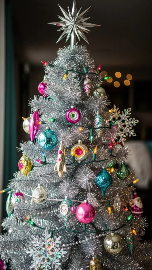 Silver Tinsel Retro Tree