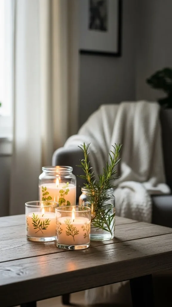Simple Jar Lanterns with Green Accents