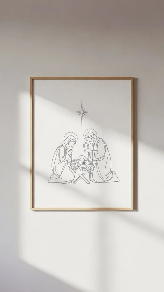 Simple Line Art Nativity Print