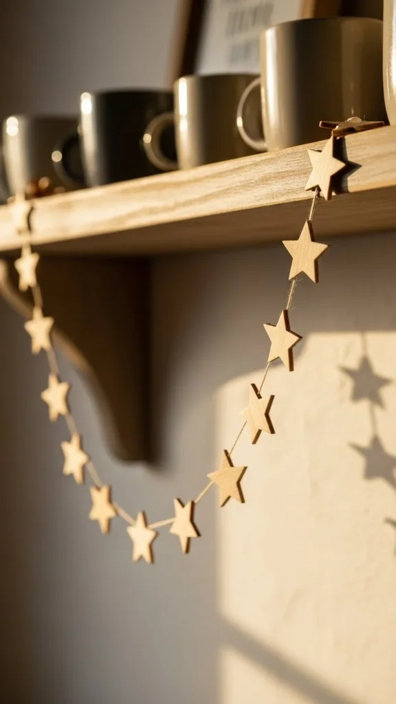 Simple Star Garland on a Shelf