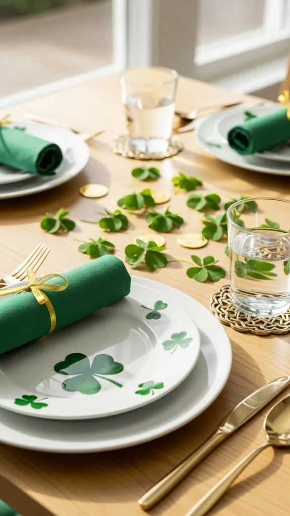 Simple White Plates with Green Accents