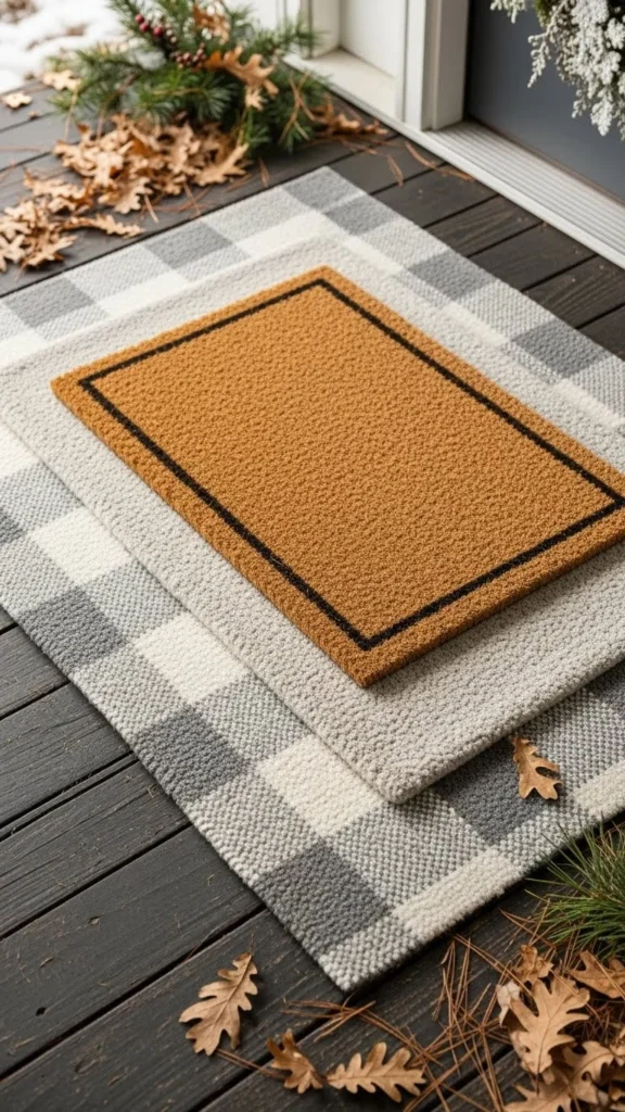 Simple Winter Door Mat Layering