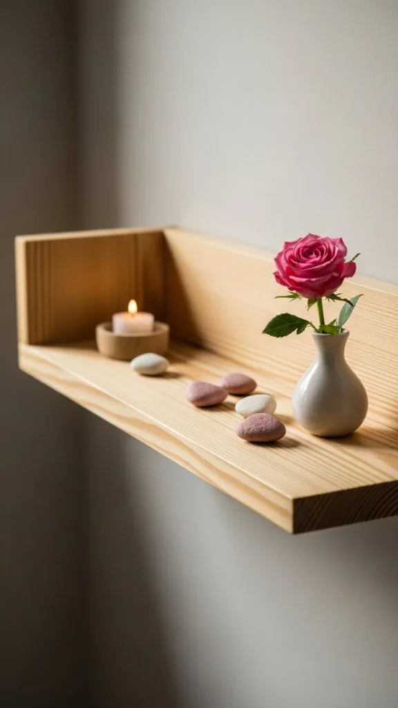 Simple Wood Shelf with Valentine Touches