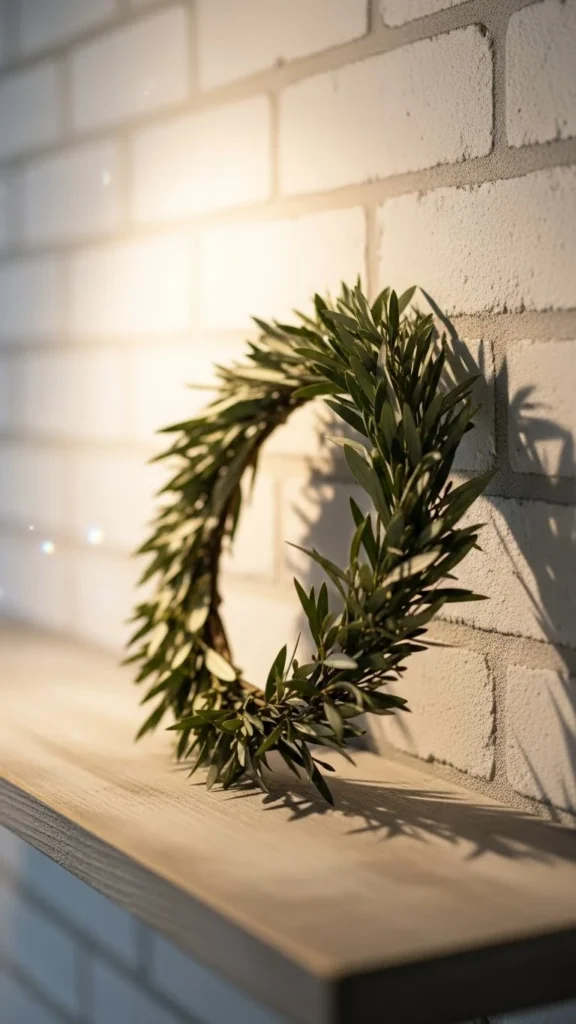 Simple Wreath Leaning on the Shelf Back