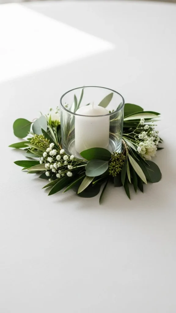 Single Garland-Surrounded Candle Holder