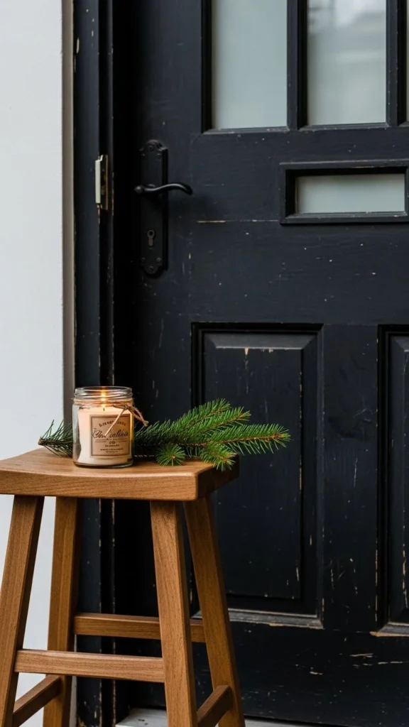 Small Seating Stool with Winter Accents